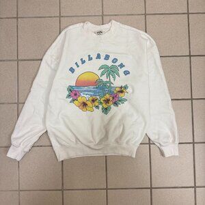 Billabong White Tropical Sunset Graphic Sweatshirt Women Size XS